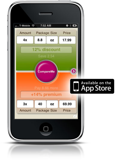 CompareMe - Shopping Utility iPhone app ENGLISH